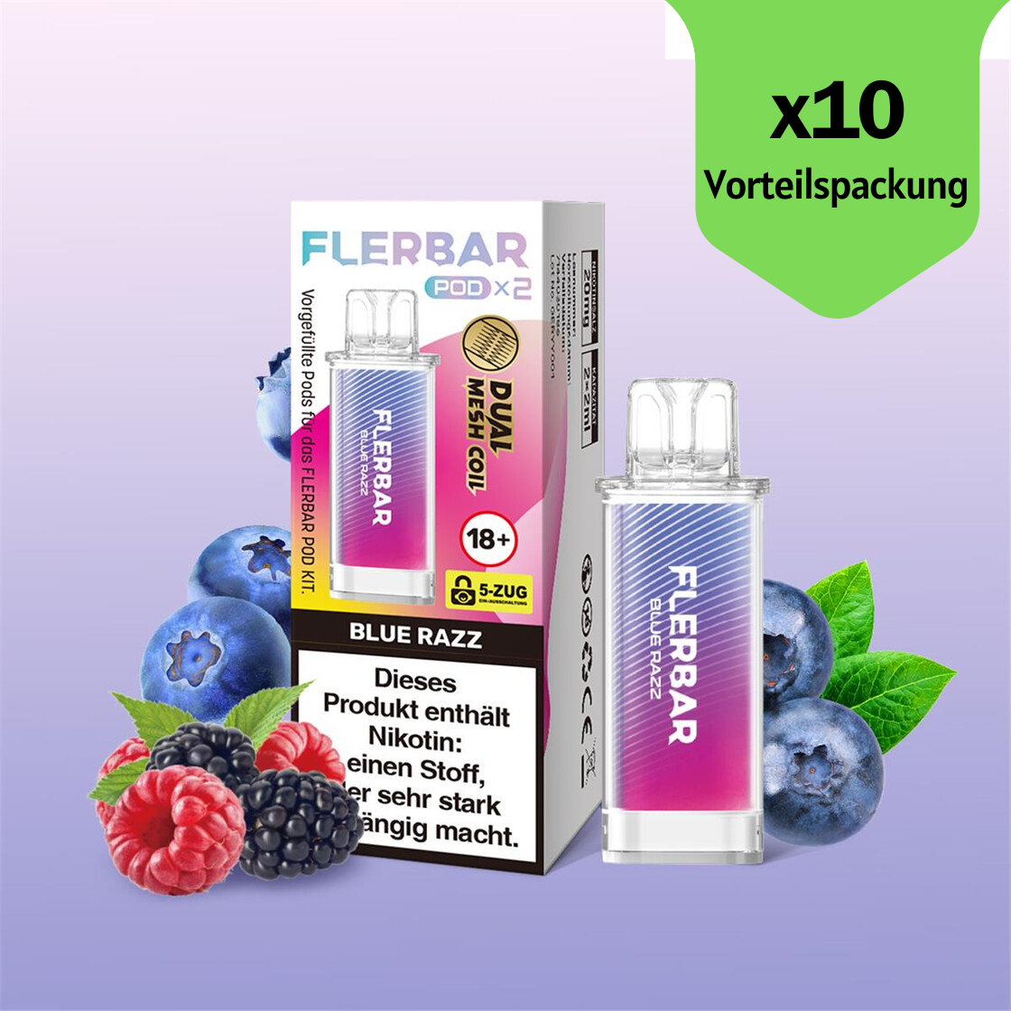 Blue Razz Pods 2x2ml - 10er Packung / Display Blue Razz Pods 2x2ml - 10er Packung / Display