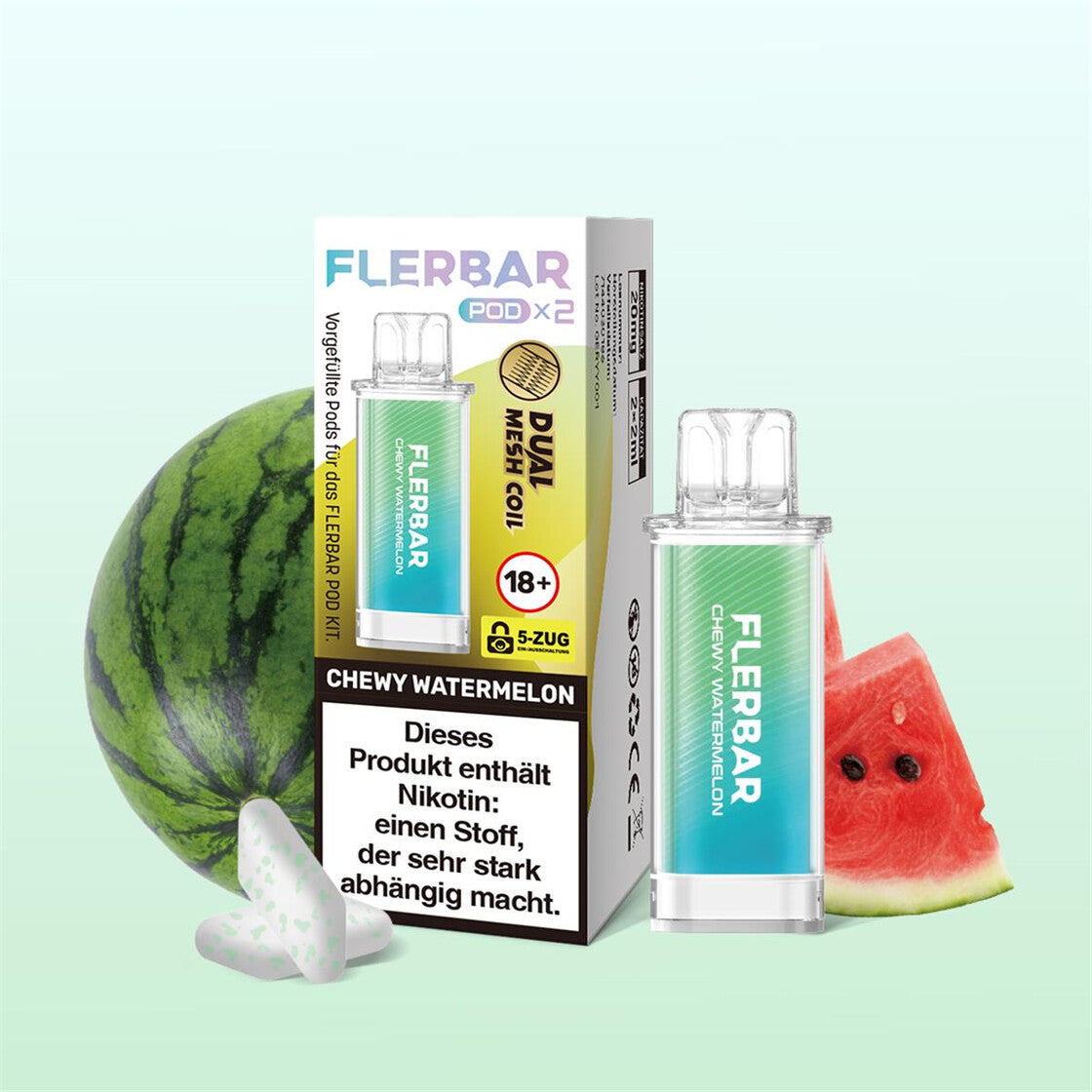 Flerbar Pod Chewy Watermelon 2x2ml Flerbar Pod Chewy Watermelon 2x2ml